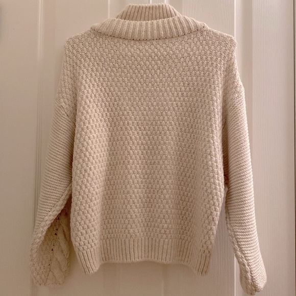 TOPSHOP Ivory Mock V Cable Knitted Sweater - Picture 5 of 7